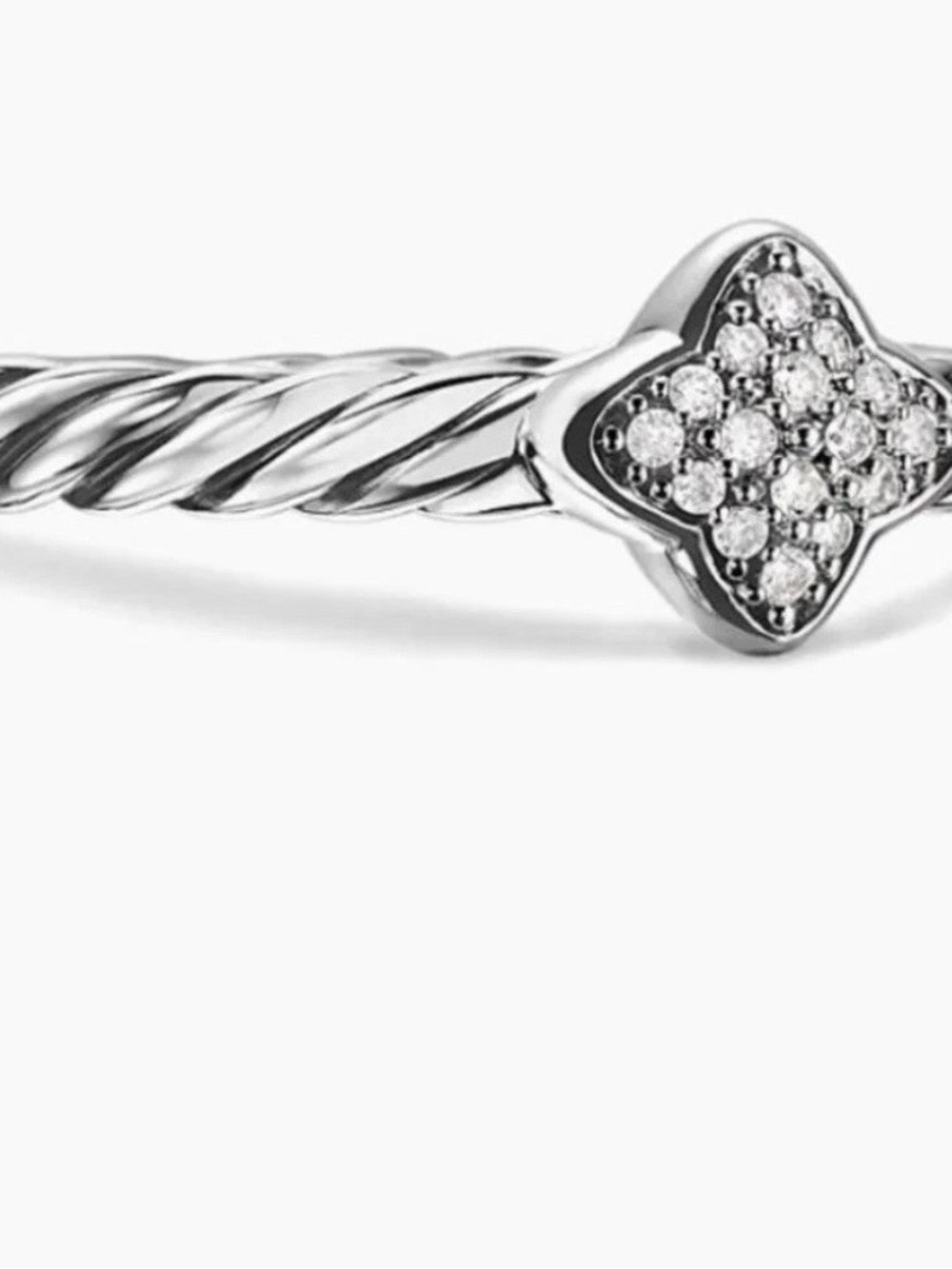 David Yurman Sterling Silver Twisted Cable Bracelet with Pavé Diamond Clover